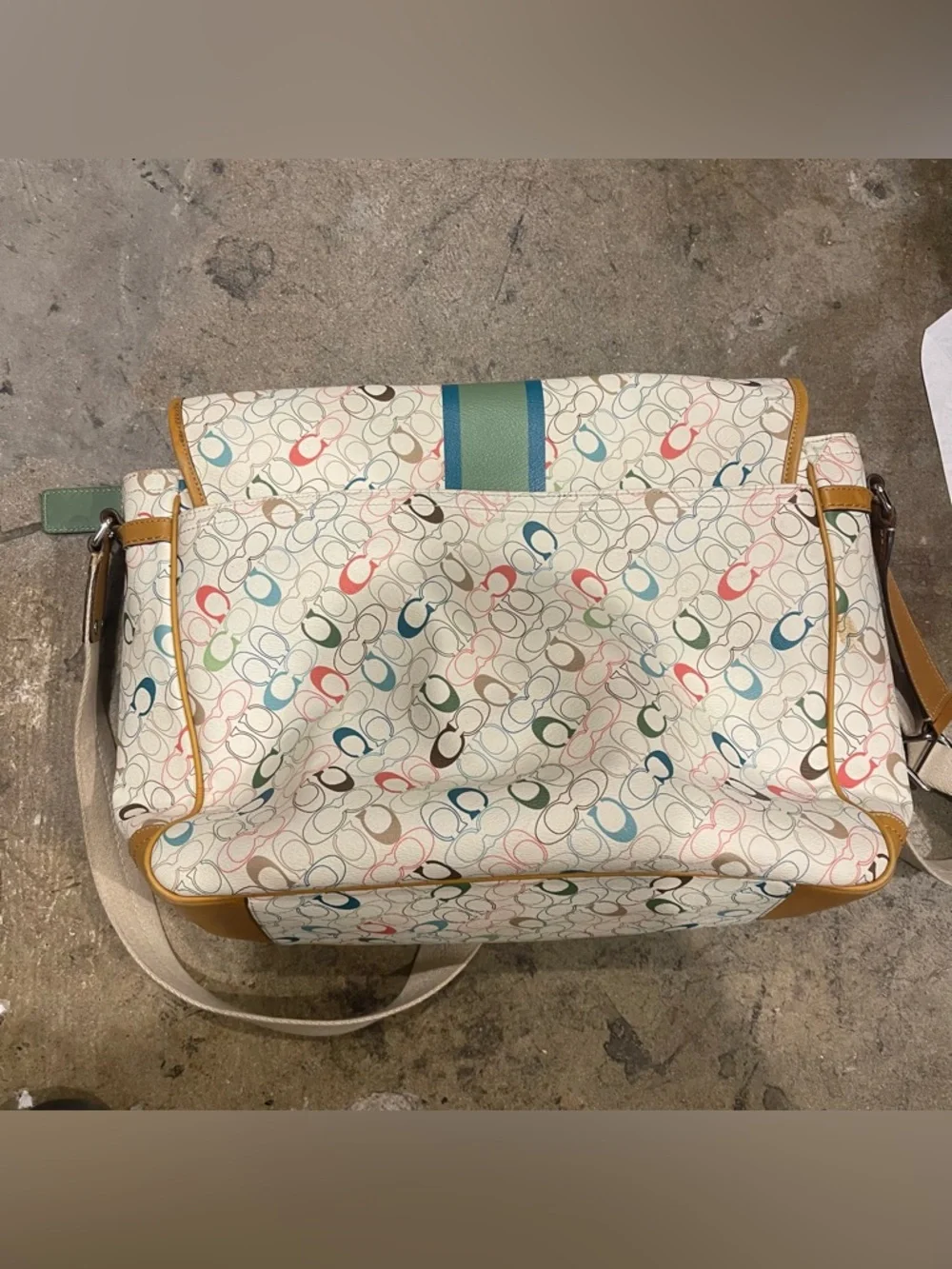 COACH Men’s Multicolor Candy Monogram Messenger Bag EUC Authentic Like New